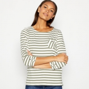 Khaki Tab Stripe Print Buttoned Top