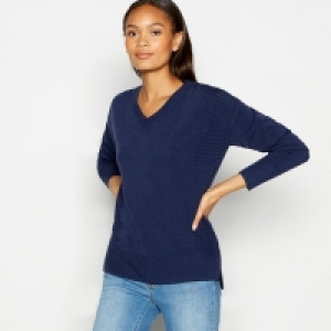 Navy Relaxed V-Neck Jumper