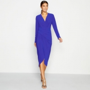 Bright Blue V-Neck Maxi Drape Dress