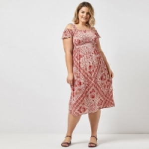 Curve Pink Paisley Print Midi Dress