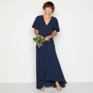 Navy Button Through Maxi Dress