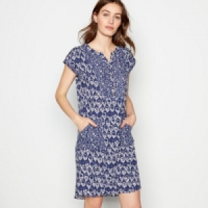 Navy Tulip Print Knee Length Dress