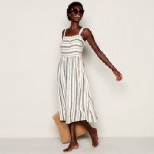 Multicoloured Striped Sleeveless Midi Dress