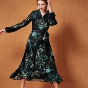 Khaki Leopard Print Maxi Wrap Dress
