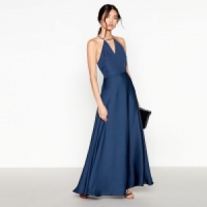 Navy Satin Maxi Dress