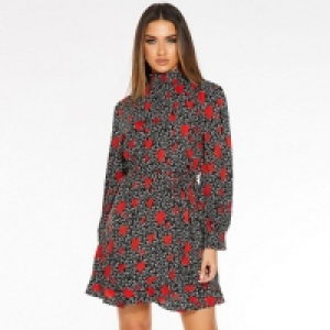 Multicoloured Heart Print Long Sleeves Dress