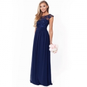 Navy Lace Embellished Bridesmaid Maxi Dress