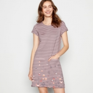 Dark Pink Striped Border Mini Tunic Dress