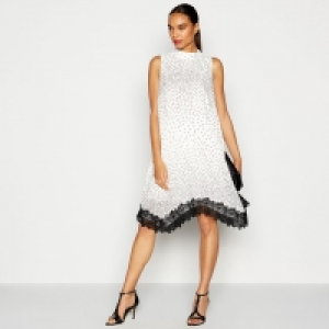 Ivory Polka Dot Print Knee Length Dress