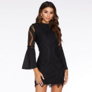 Black Crochet Bell Sleeves Dress