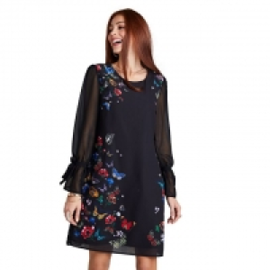 Black Floral Print Tequella Tunic Dress