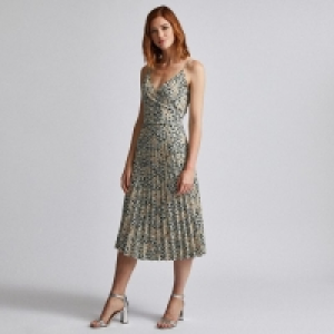 Tall Multicolored Animal Print Camisole Pleat Skater Dress