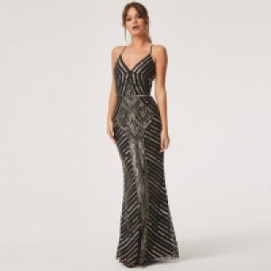 Black luxury melania black deco hand embellished maxi dress