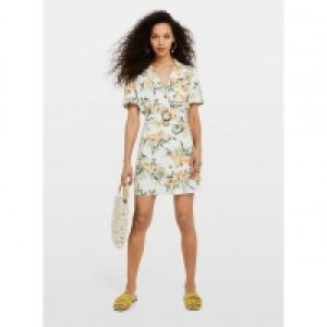 Petite Ivory Floral Print Shirt Dress