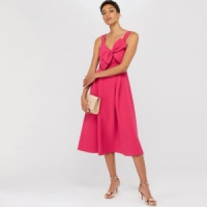Pink Alexa Bow Fit and Flare Dress