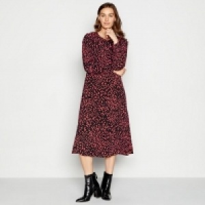 Red Animal Print Midi Dress