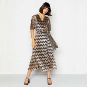 Zig Zag Metallic Wrap Dress