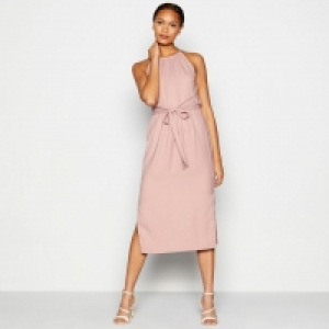 Taupe Knot Front Midi Dress