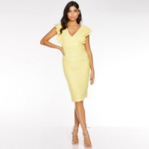 Lemon Crochet V Neck Midi Dress