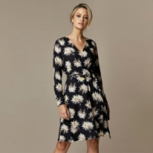 Petite Black Floral Print Wrap Dress