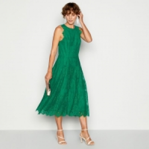 Bottle Green Lace Midi Prom Dress