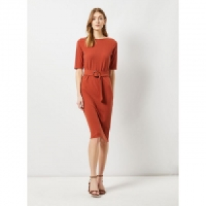 Tall Rust Rib Belted Dress