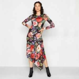 Multicoloured Floral Print Antique Midi Dress