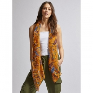 Yellow Paisley Print Sequin Scarf