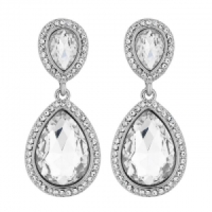 Debenhams  Silver Oversized Crystal Peardrop Earring