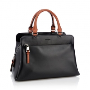 Black Faux Leather Rhi Bowler Bag