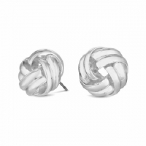 Silver Plated Polished Knot Stud Earrings