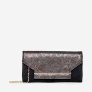 Black Metallic Metal Bar Clutch Bag