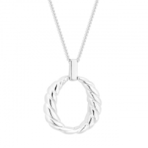 Sterling Silver 925 Polished Twist Open Pendant Necklace