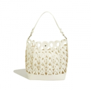 White Laser cut Weave Hobo Bag