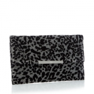 Silver Glitter Star Print Envelope Clutch Bag