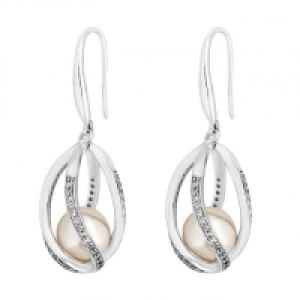 Pearl and Crystal Twist Pendant Drop Earrings