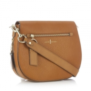Tan Front Zip Detail Richmond Saddle Bag
