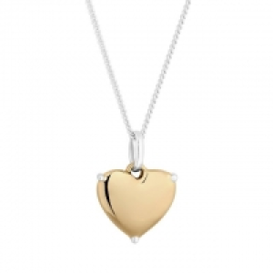 Sterling Silver 925 Two Tone Claw Heart Pendant Necklace