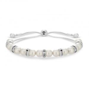 Silver Pearl and Pave Toggle Bracelet