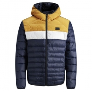 Yellow Colour Block Bomb Puffer Jacket