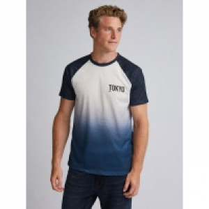 Navy Geometric Dip Dye Raglan T-Shirt