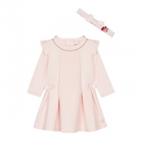 Debenhams  Baby Girls Light Pink Ponte Pleated Dress and Headband Set