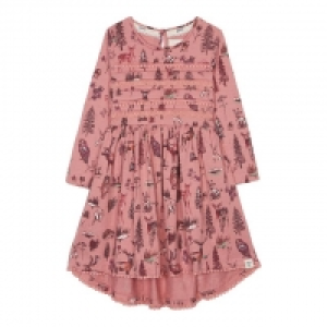 Girls Pink Woodland Print Jersey Dress
