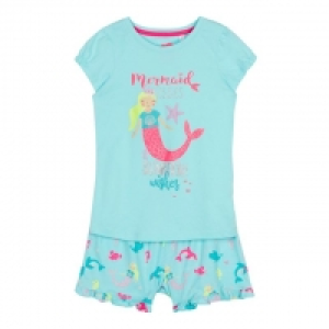 Girls Aqua Mermaid Pyjama Set