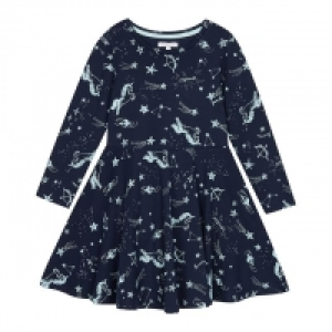Girls Navy Space Unicorn Dress