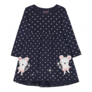 Debenhams  Baby Girls Navy Mouse Applique Dress