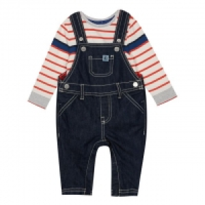Baby Boys Blue Denim Dungarees and Bodysuit Set