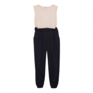 Girls Navy Frill Detail Jumpsuit