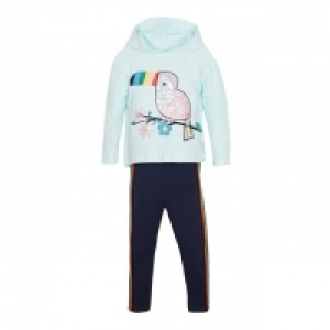 Girls Aqua Sequin Toucan Hoodie and Leggings Set