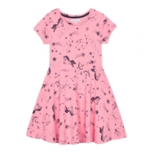 Girls Pink Space Unicorn Dress